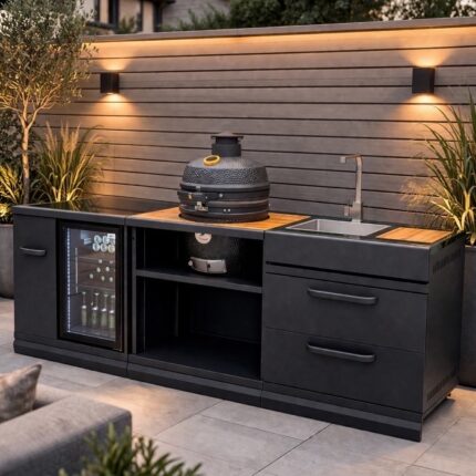 GRLLR Outdoor Kitchen with Kamado BBQ, Fridge and Sink