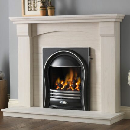 PureGlow Kingsford 48" Limestone Fireplace Suite